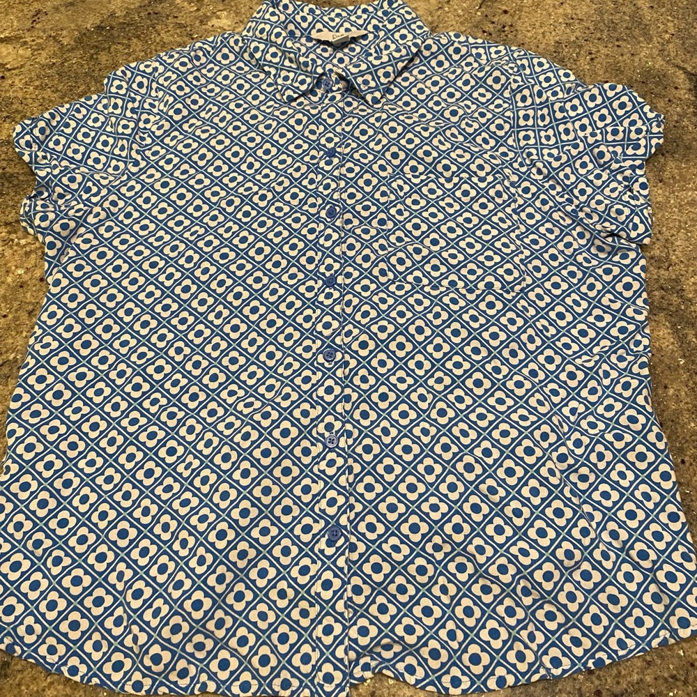 Croft & Barrow Blue and White Patterned Men's Shirt